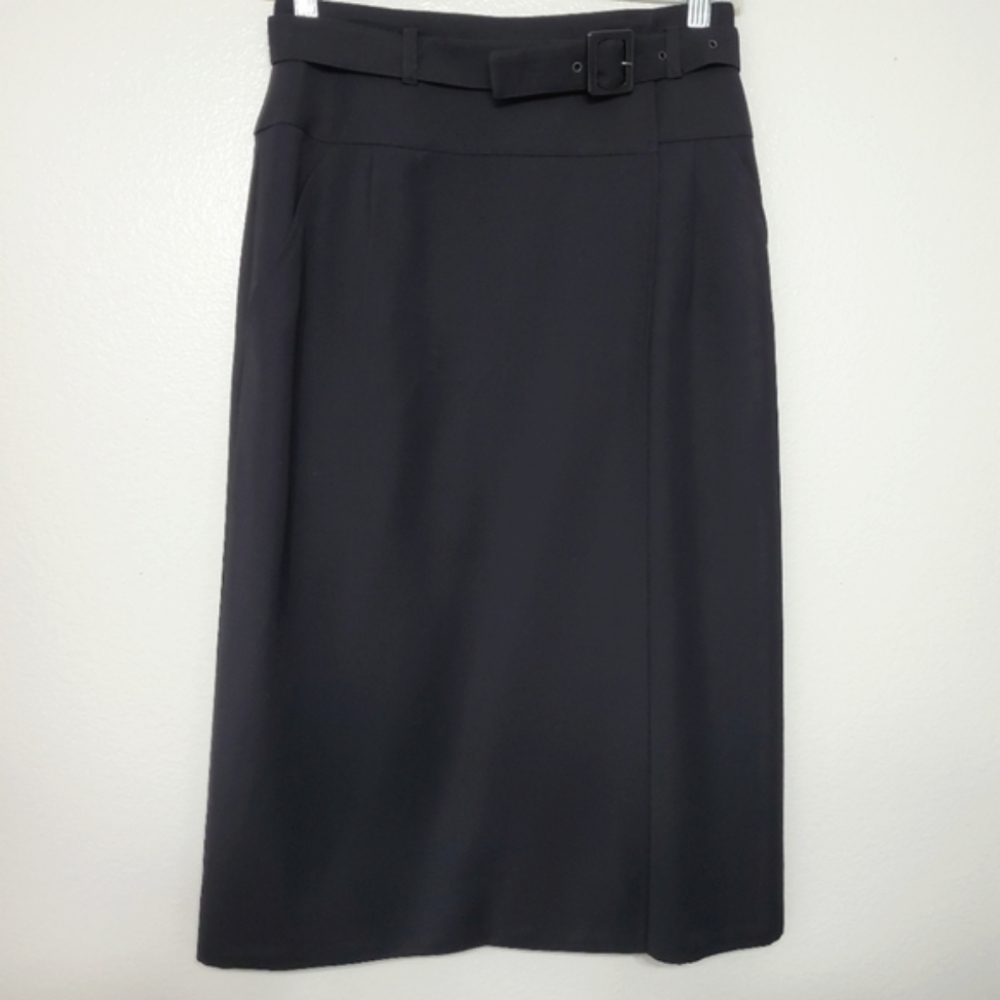 Vtg Salvatore Ferragamo Wrap-around Wool Belt Skirt
